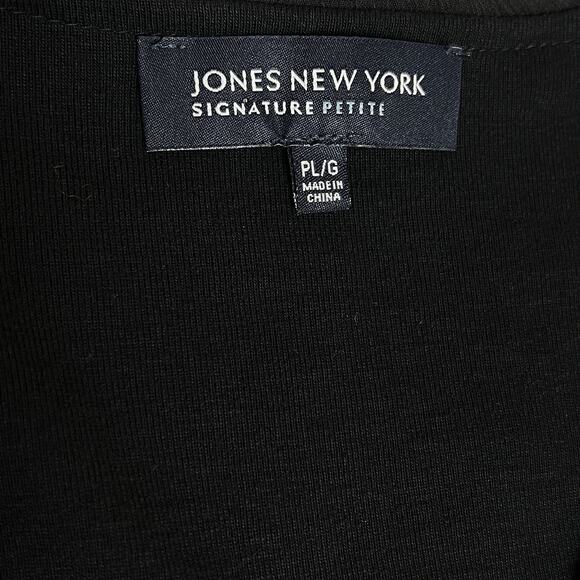 Jones New York Signature Top Womens Petite Large Ruffle Neck Cotton Knit Black - Picture 5 of 6